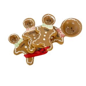 Pier 1 Import Christmas Gingerbread Man Ceramic Measuring Spoon Set 4pc